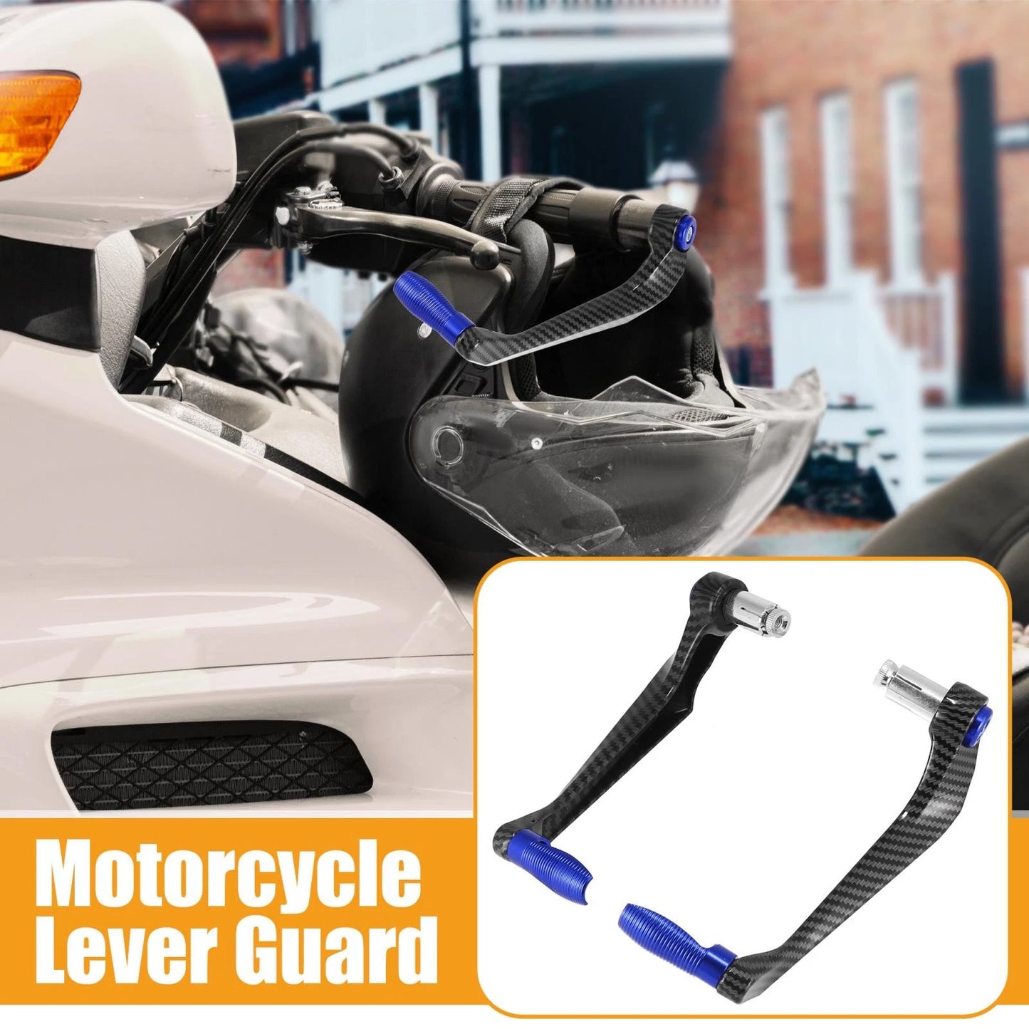 Pair Universal 7/8" Motorcycle Brake Clutch Lever Guard Hand Protector 22mm Blue