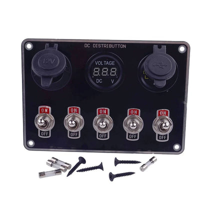 Blue LED Toggle Rocker Switch Panel for Car Boat RV Truck 79-23