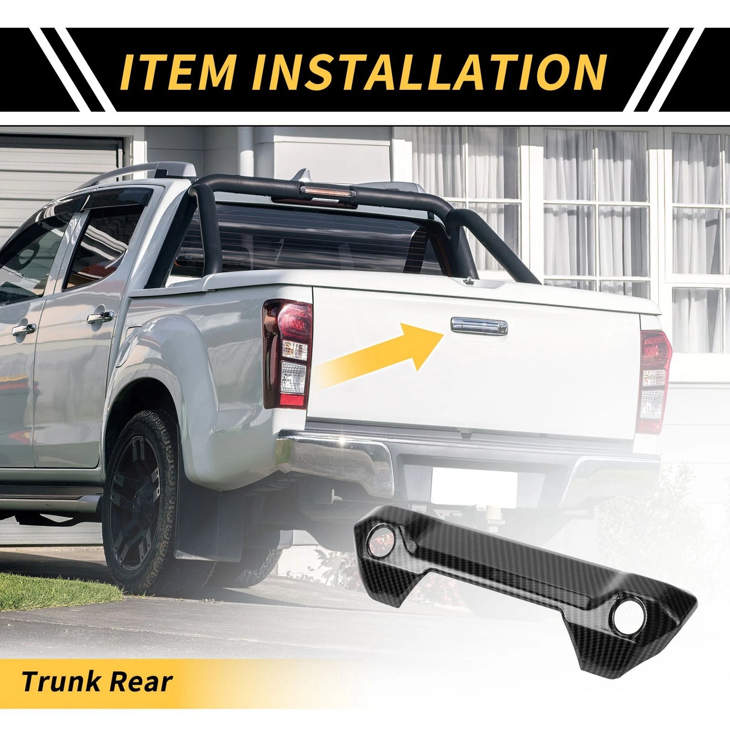 Carbon Fiber Pattern Trunk Rear Door Handle Bowl Cover for Toyota Tundra (2022–2024)