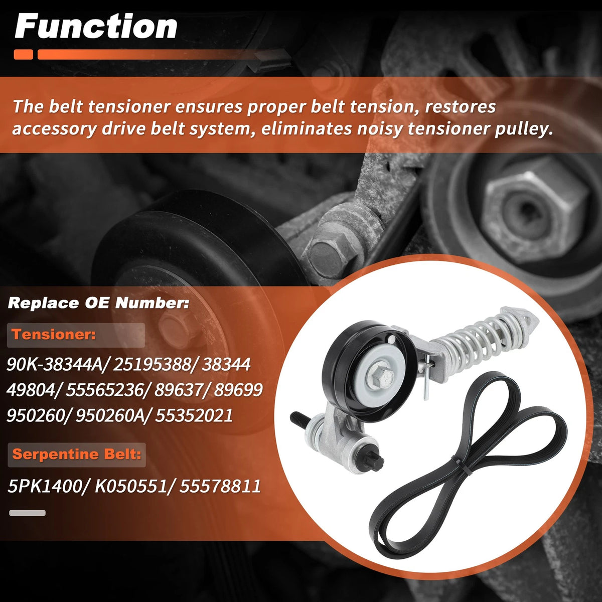 Serpentine Belt Drive Tensioner 6PK1383 for Buick Encore (2013–2019)