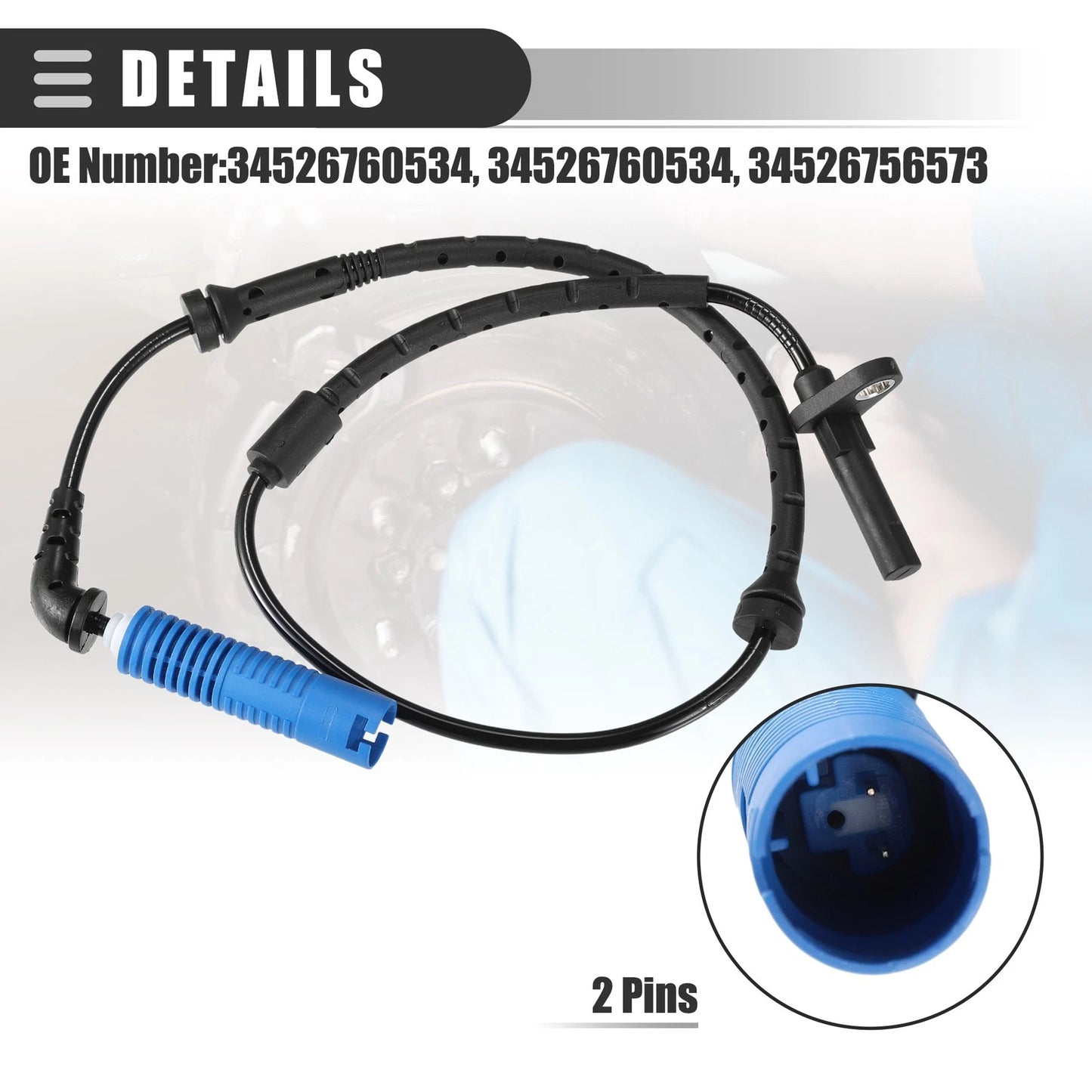 ABS Wheel Speed Sensor for BMW X5 2004-2006 (2 x Plastic Black)
