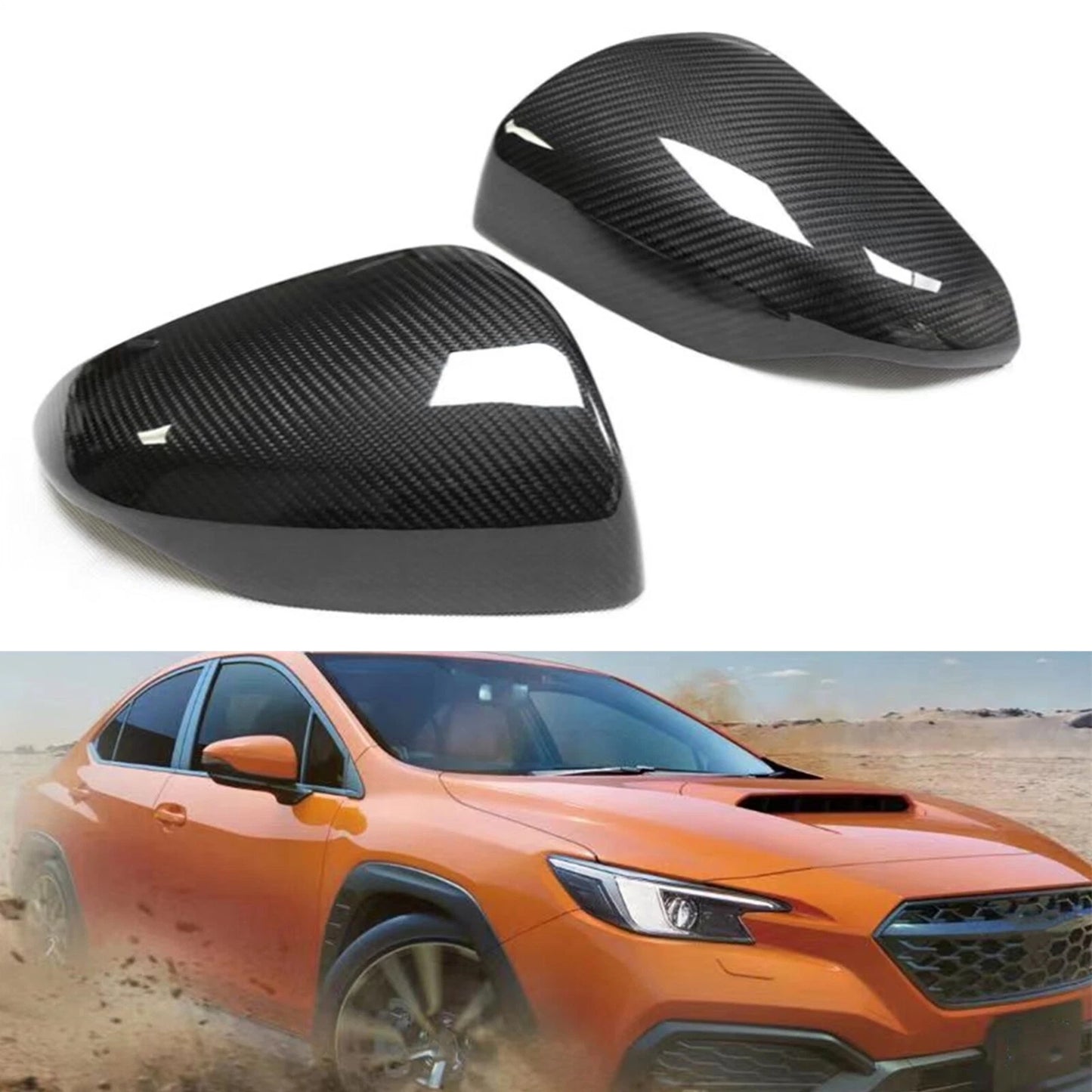 Dry Carbon Fiber Rear Mirror Covers for Subaru WRX STI (2022-2023)