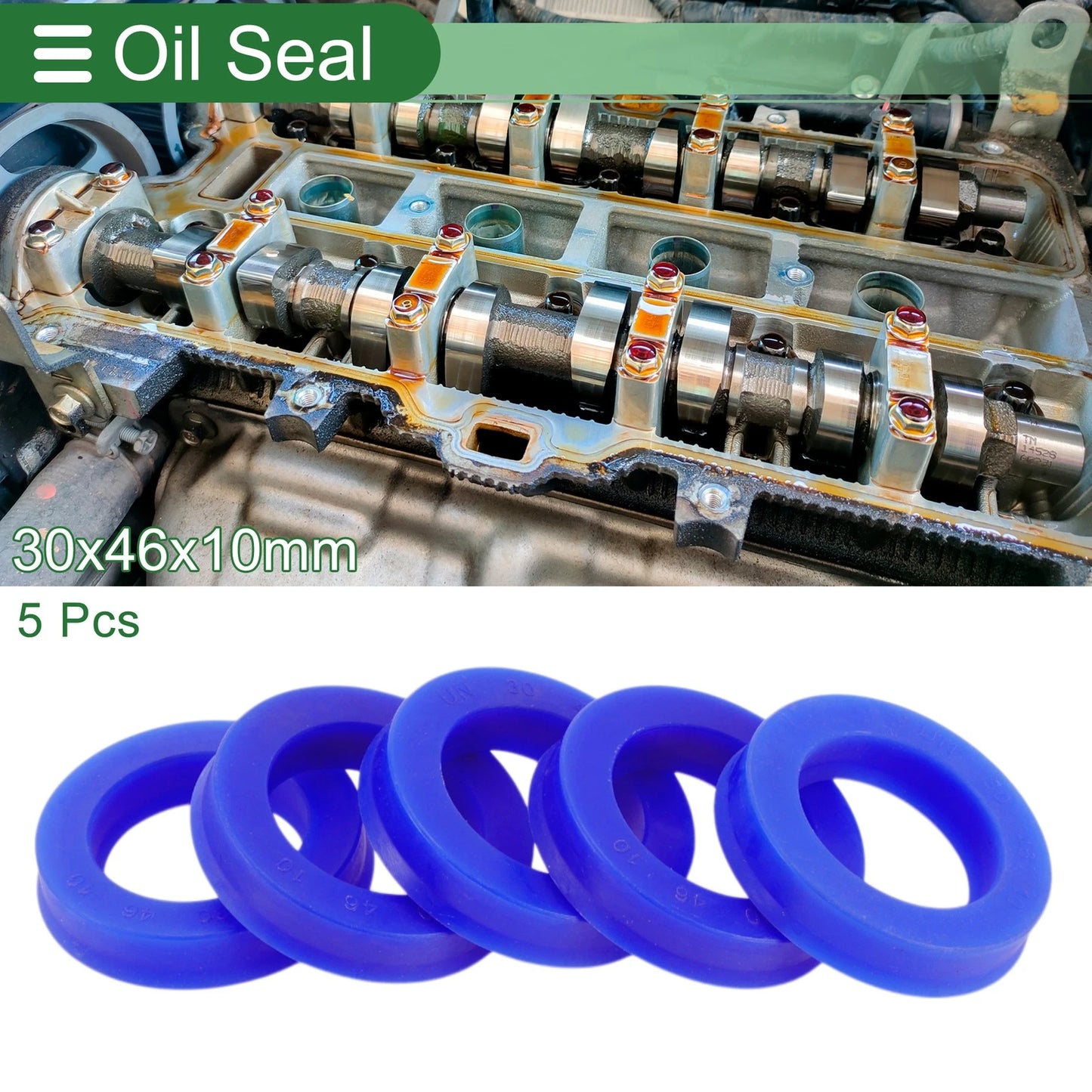Oil Seal 30x46x10mm TPU Rotary Shaft Seal High Pressure Blue 5 Pcs