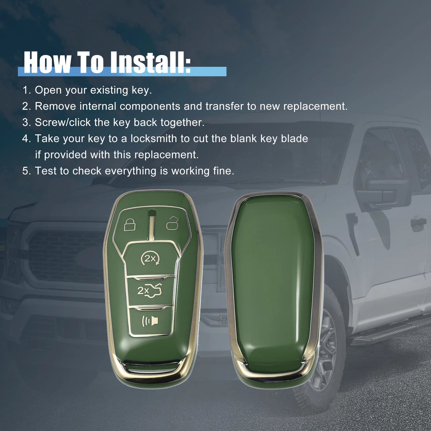 TPU 5 Button Remote Key Fob Case Cover for Ford Fusion F150 (2006-2020)