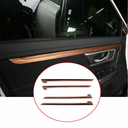 4 x ABS Wood Grain Inner Door Panel Strip Trim for Honda CR-V (2017–2020)