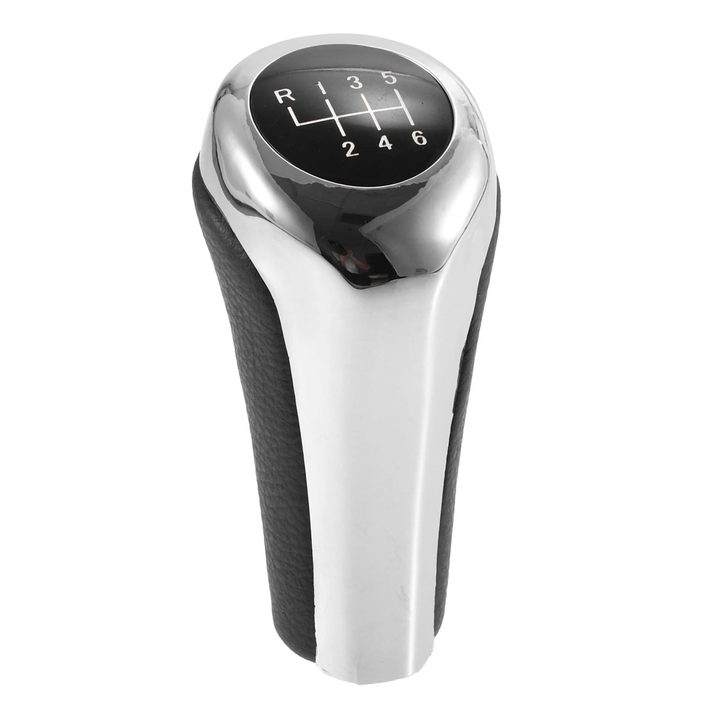 6 Speed Manual Shift Knob for BMW X1 E84 Faux Leather Black Silver Tone