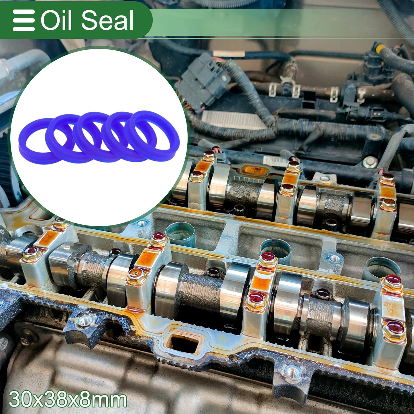 Oil Seal 30x38x8mm TPU Rotary Shaft Seal High Pressure Blue 5 Pcs