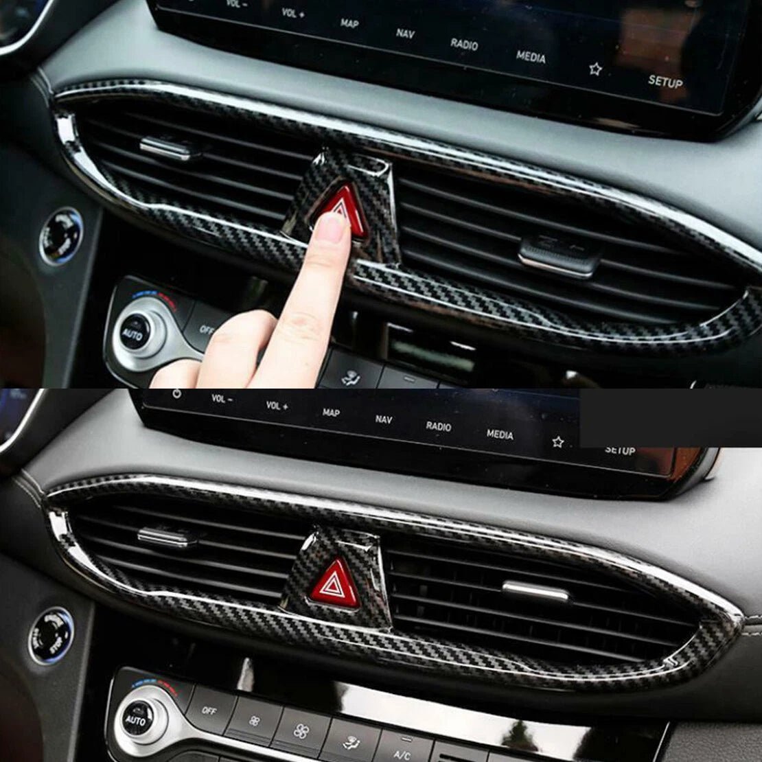 ABS Carbon Fiber Center Air Vent Outlet Cover for Hyundai Santa Fe (2019-2022)