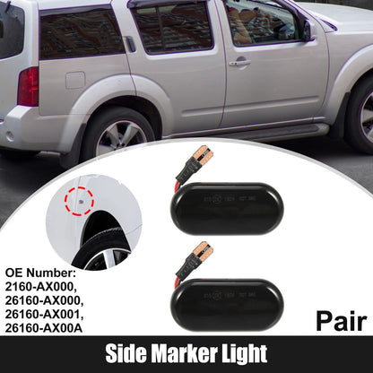Pair Side Marker Lights for Nissan (2007-2012) Black Lens