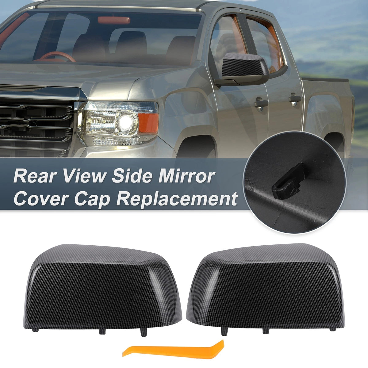 Rearview Mirror Cover Cap Set Black Carbon Fiber for Chevrolet Colorado