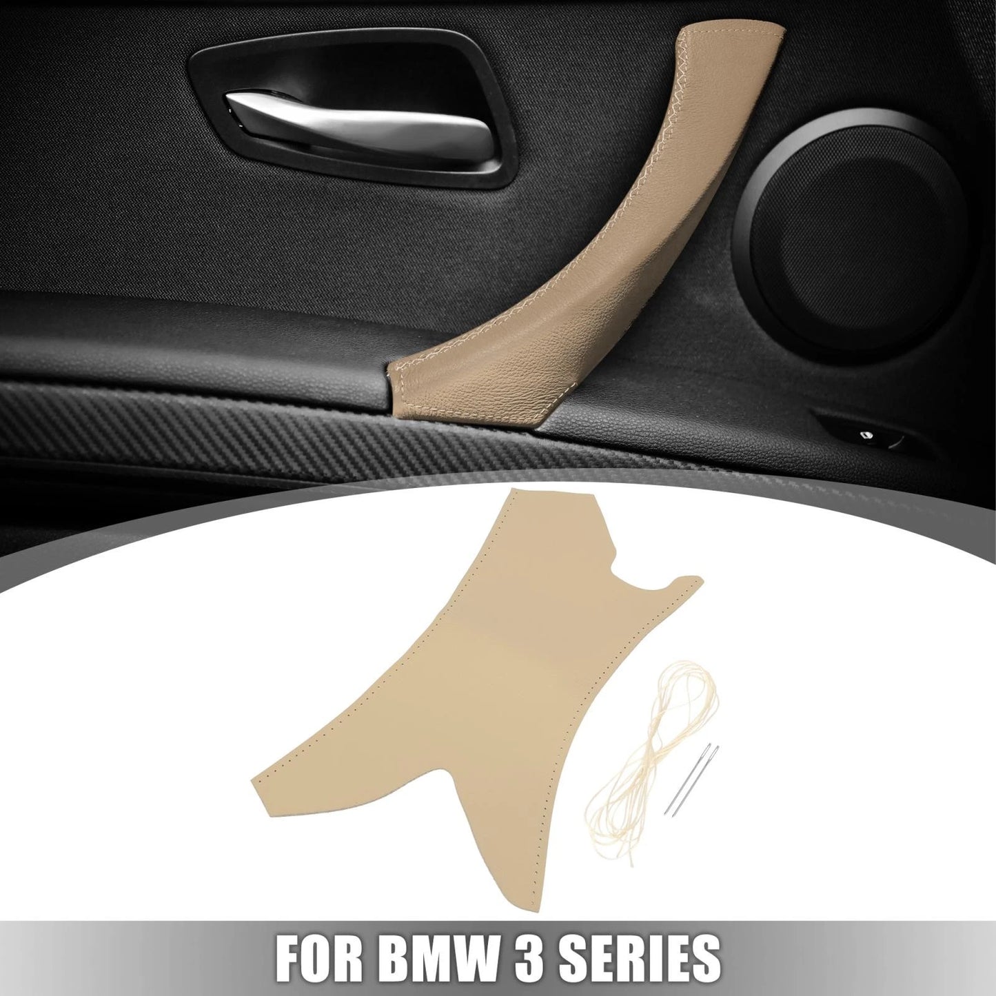 Beige Interior Door Handle Strap Covers for BMW 3 Series E90 E91 (2007-2013)