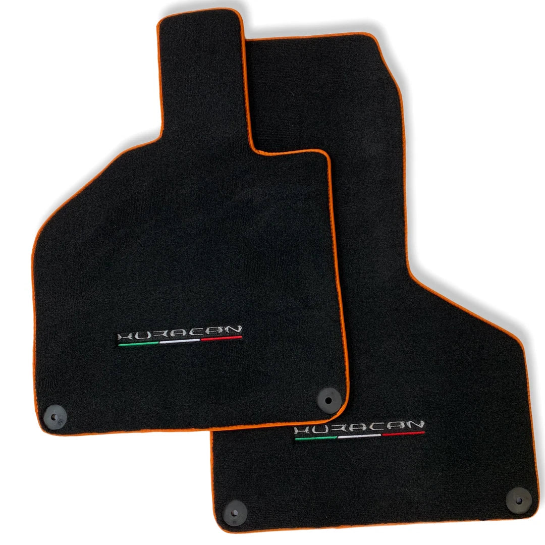 Floor Mats for Lamborghini Huracan Coupe Orange Rounds Black Tailored Carpet