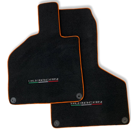 Floor Mats for Lamborghini Huracan Coupe Orange Rounds Black Tailored Carpet