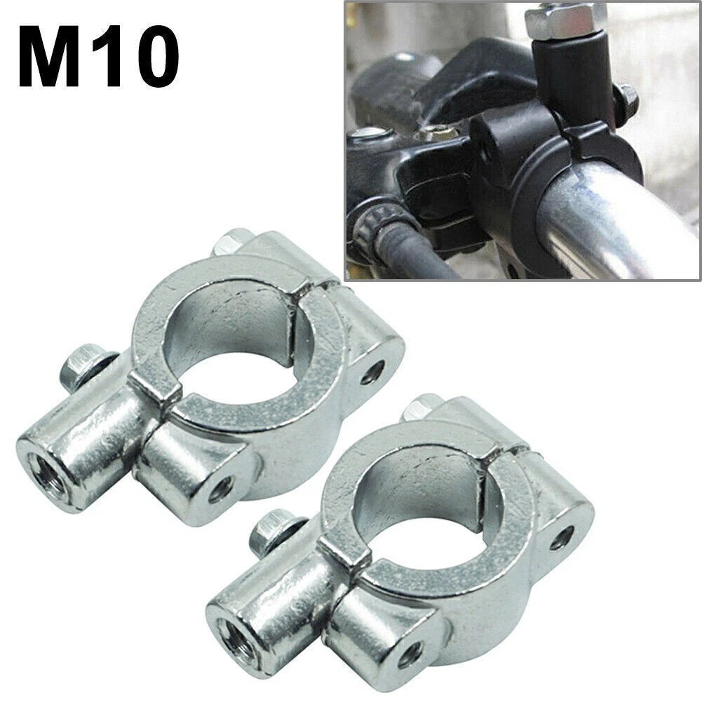 25MM M10 Rearview Mirror Mount Holders Adapter Clamp for Motorcycles Silver