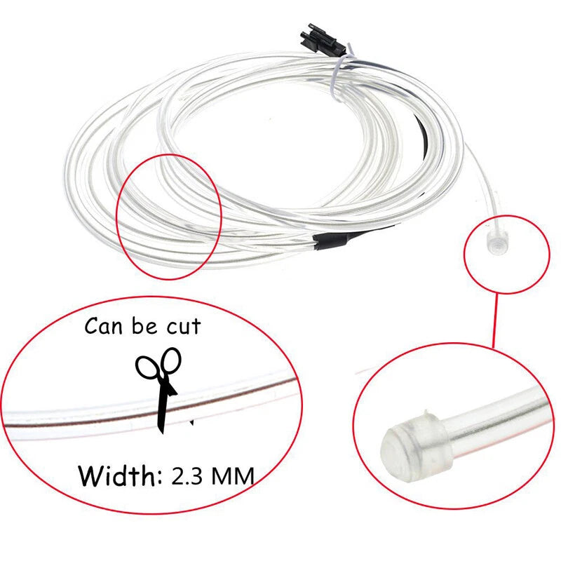 2M Green Neon LED Light Glow EL Wire String for Decor + Controller