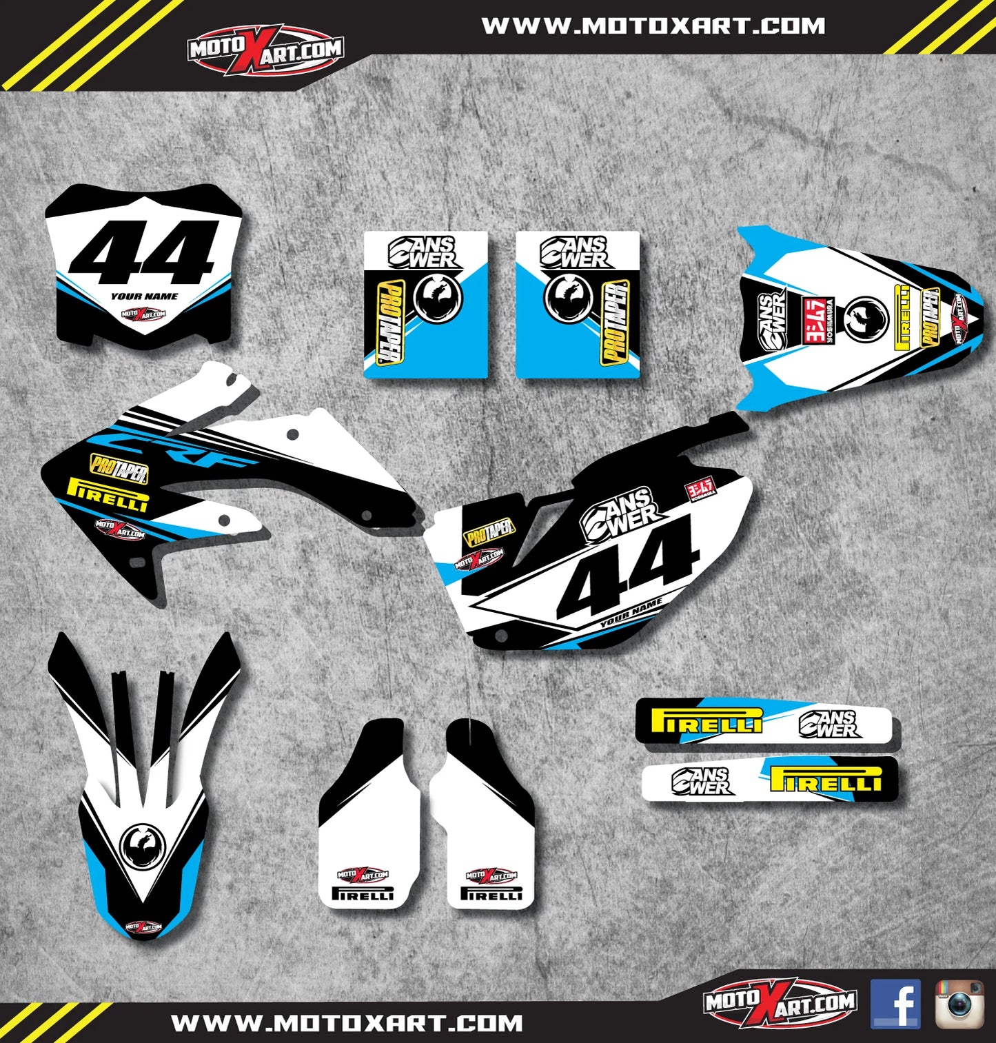 Full Custom Graphic Kit for Honda CRF 250 (2008-2009) - EURO Style Decals