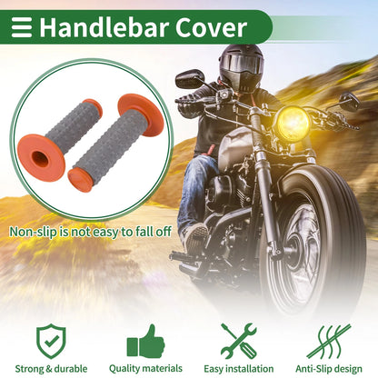 7/8" 22mm Hand Grips Cover Kit Rubber Orange Large Grain Texture
