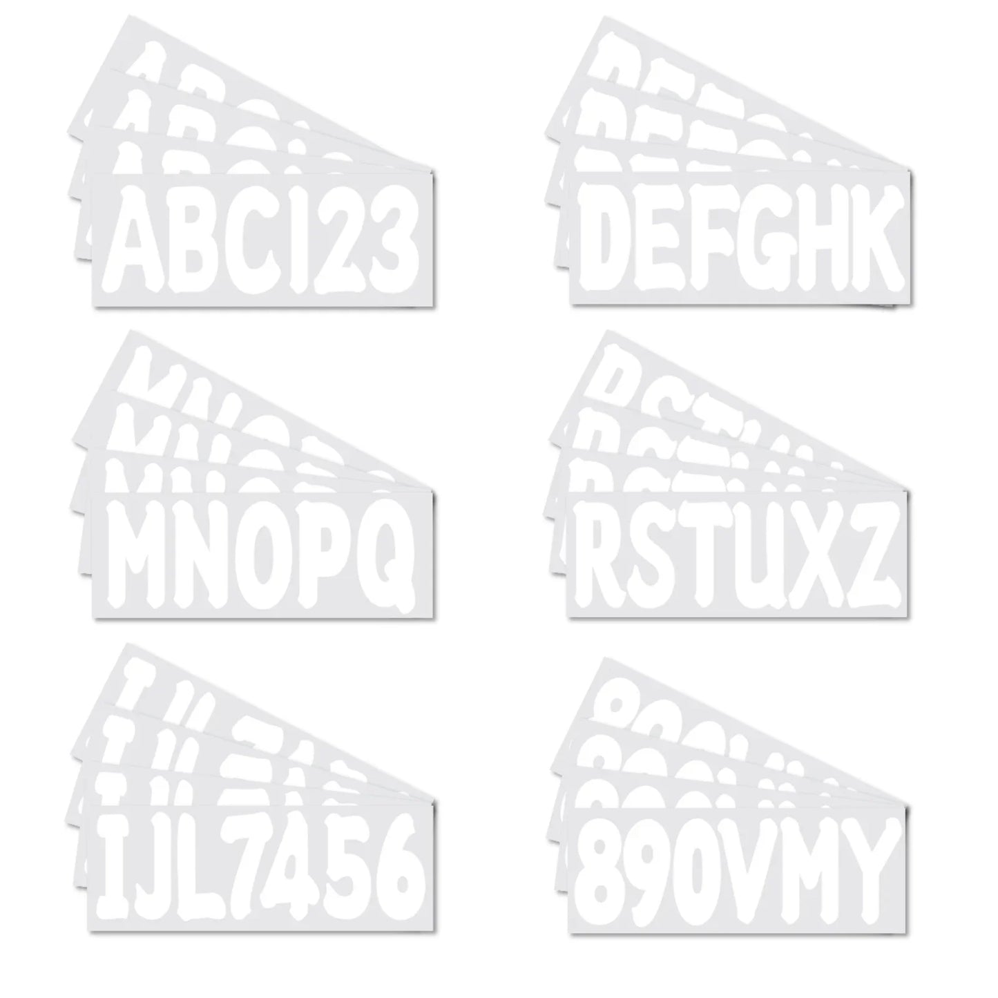 Custom Boat Registration Numbers Decal Sticker Set A-Z & 0-9 White
