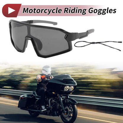 Motorcycle Riding Goggles Black Lens Black Gray Frame Triacetyl Cellulose