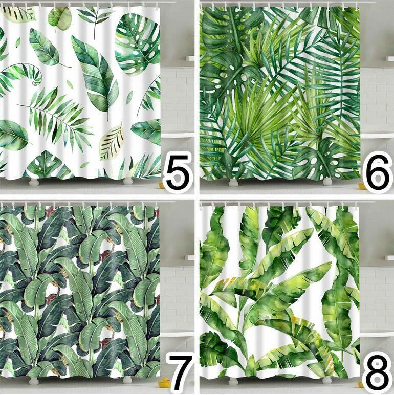 Waterproof Fabric Shower Curtain 180x180cm with Hooks - AU