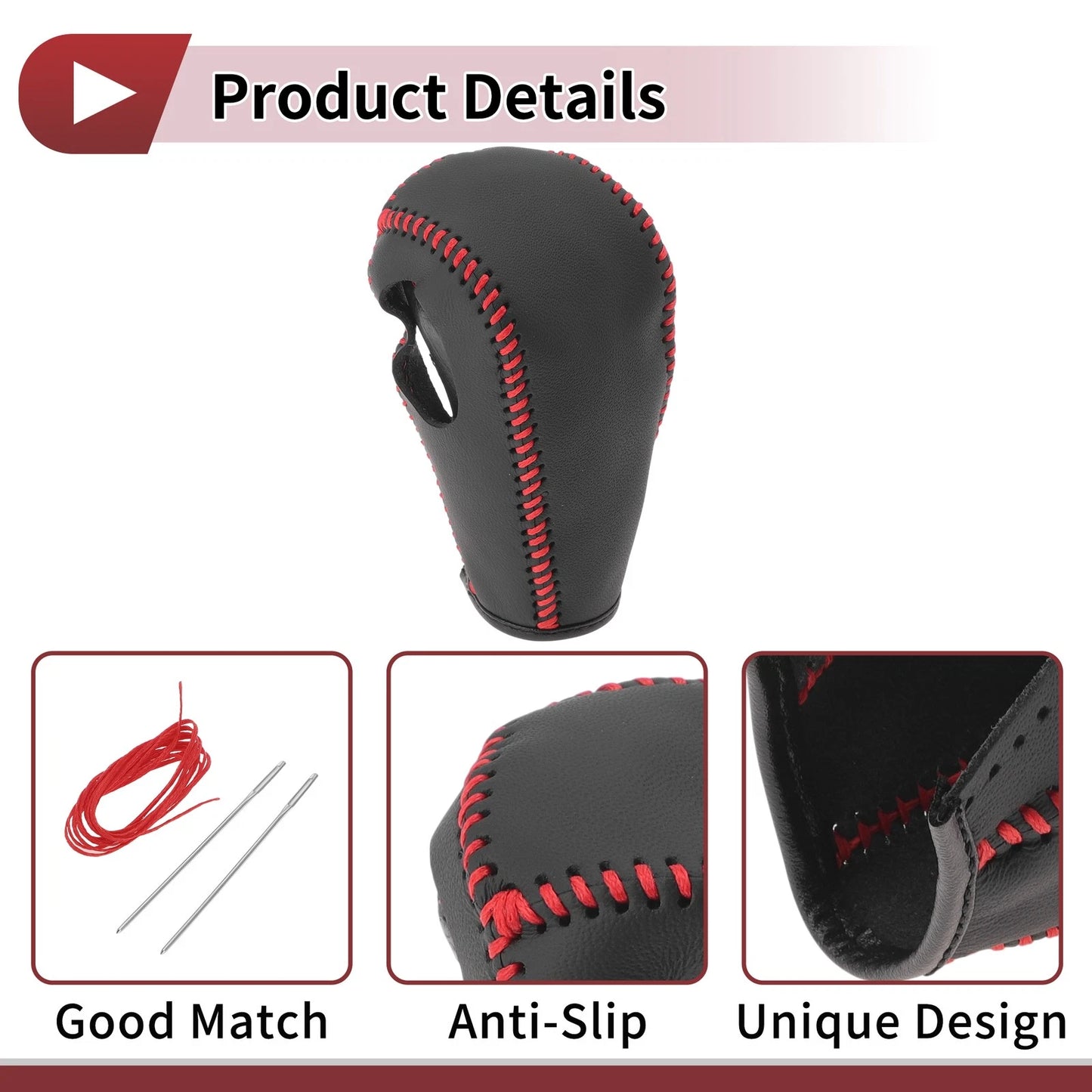 Gear Shift Knob Cover for Ford Edge 2011-2014 - Red Faux Leather