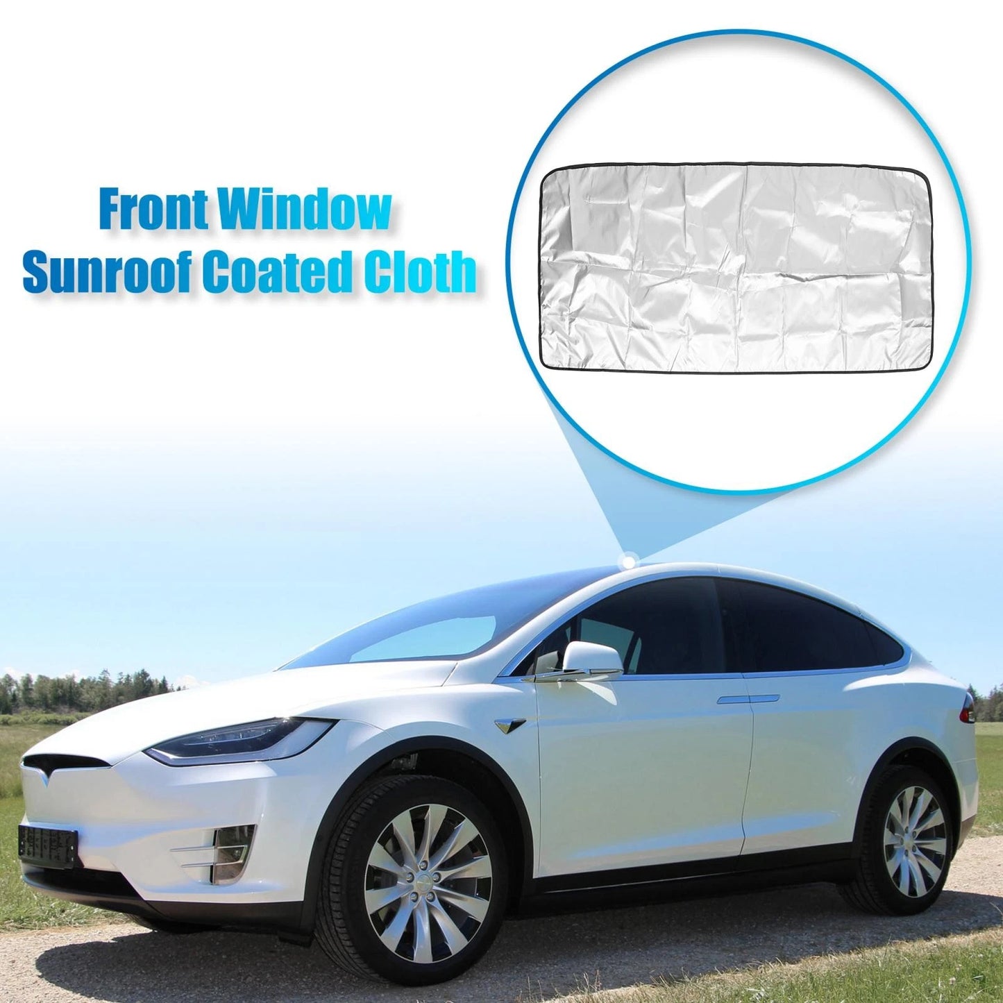 Black Silver Tone Front Window Sunroof Shade for Tesla Model X (2016-2023)