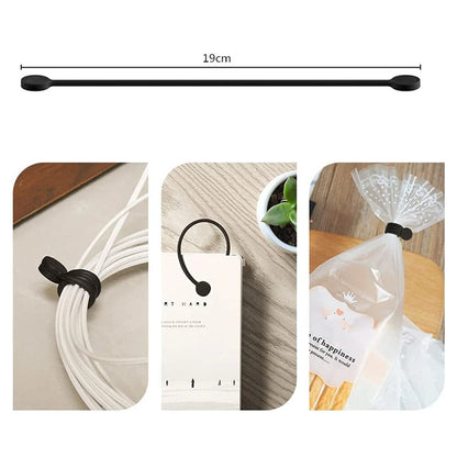 20 x Reusable Silicone Magnetic Twist Ties for Organizing - Black