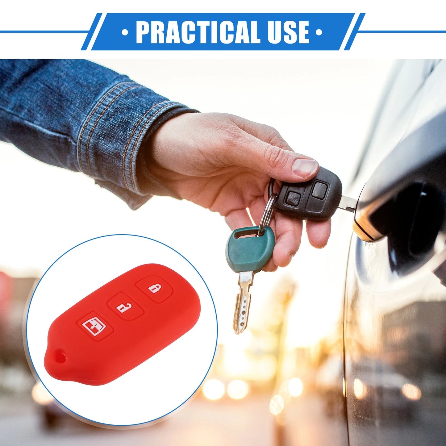 2 x Remote Key Fob Cases for Toyota 4Runner, Sequoia, 4 Button, Red