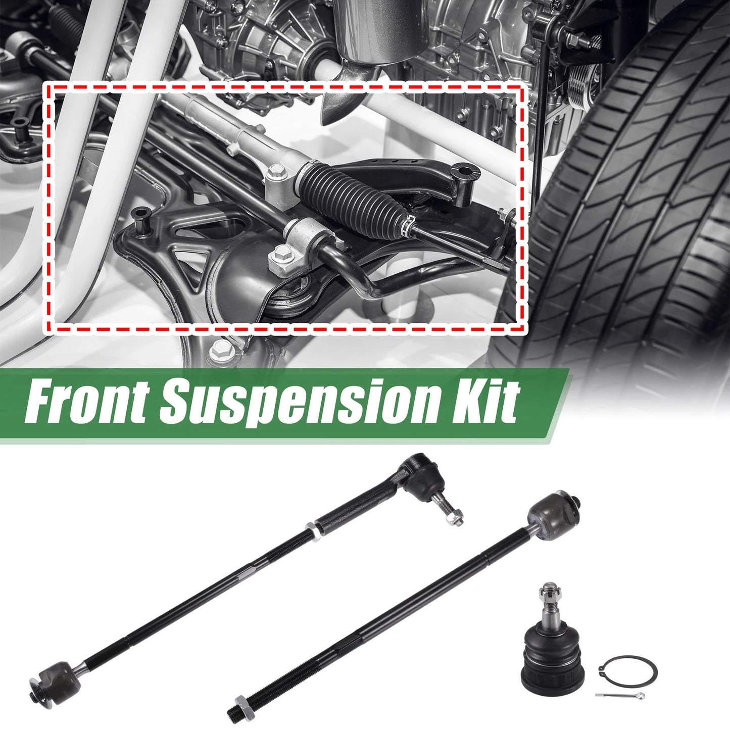 10x Front Suspension Kit Inner Outer Tie Rod End for Dodge Grand Caravan