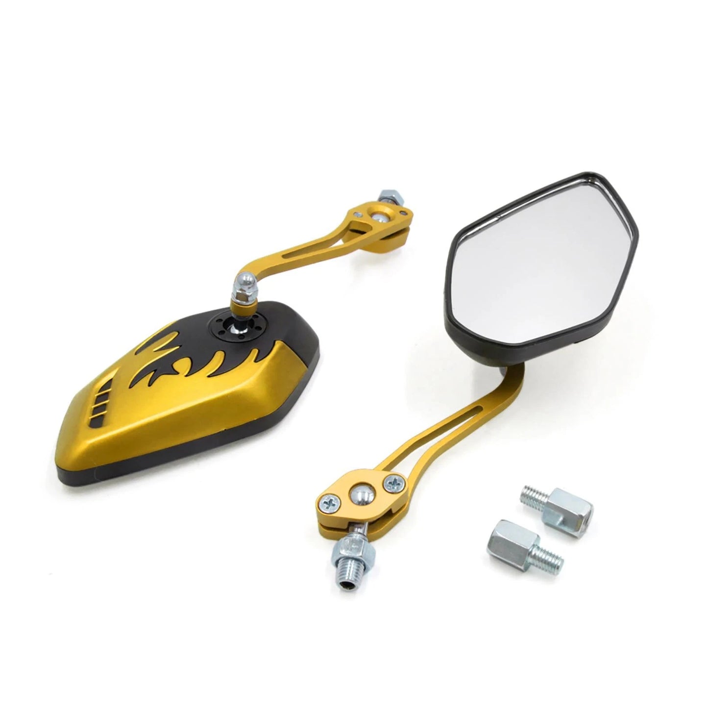 8mm 10mm Thread Rear View Side Mirror Gold Tone Universal for Motorcycle