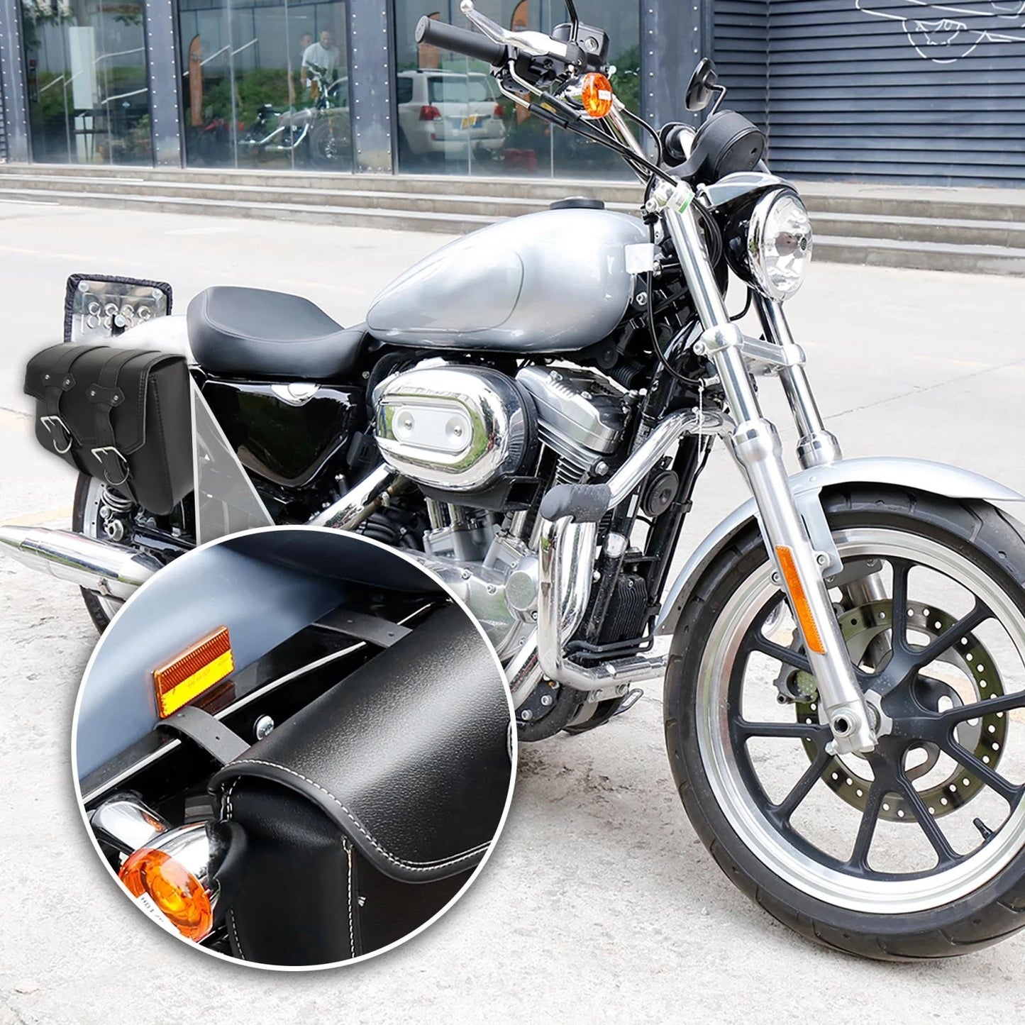 2 x Pair Saddlebag Pouch Waterproof Faux Leather for Universal Motorcycle