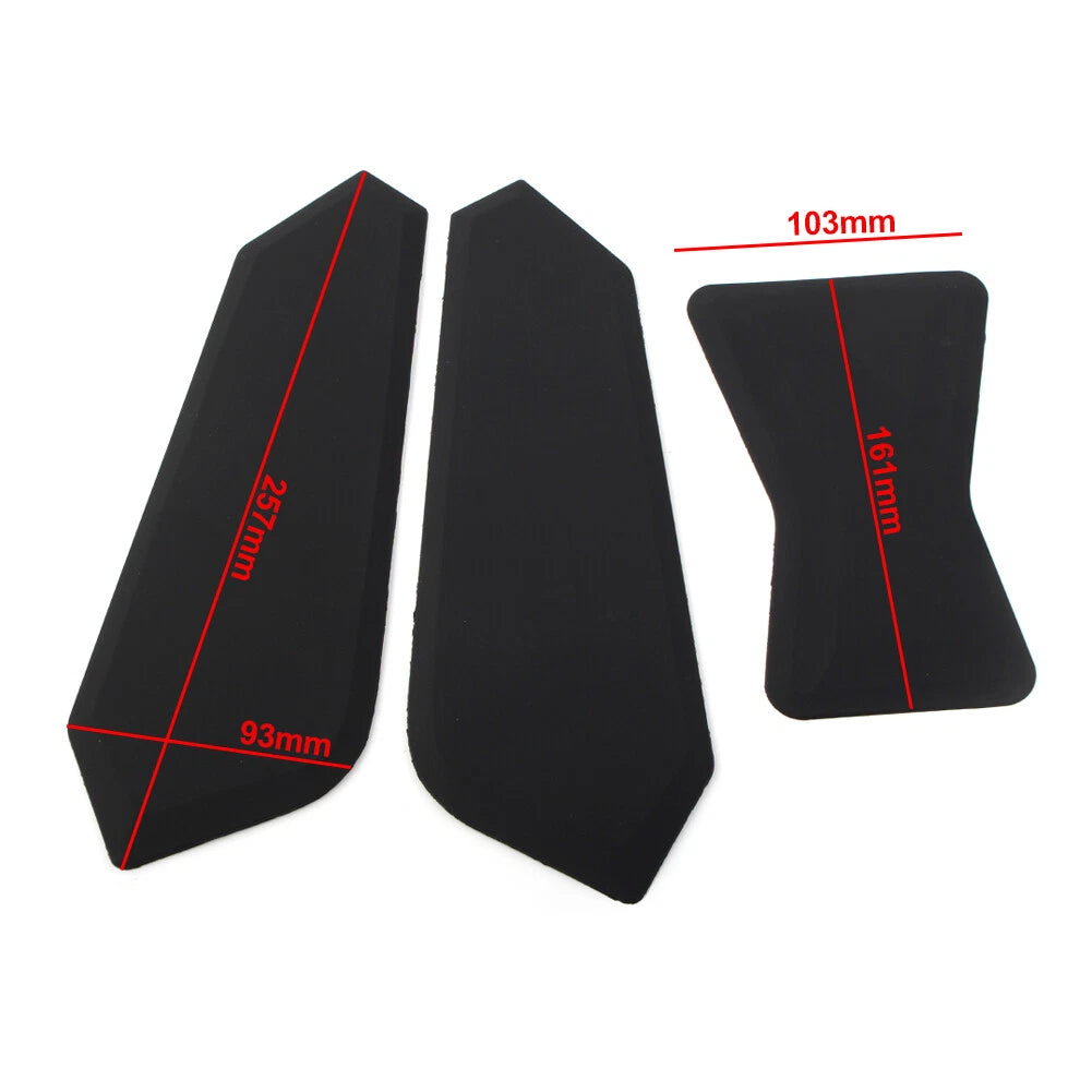 3 x Black Slip Sticker Traction Pads for BMW F750GS F850GS (2018-2023)