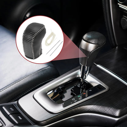 Gear Shift Knob Cover for Hyundai Tucson 2015-2018 Black Beige Faux Leather