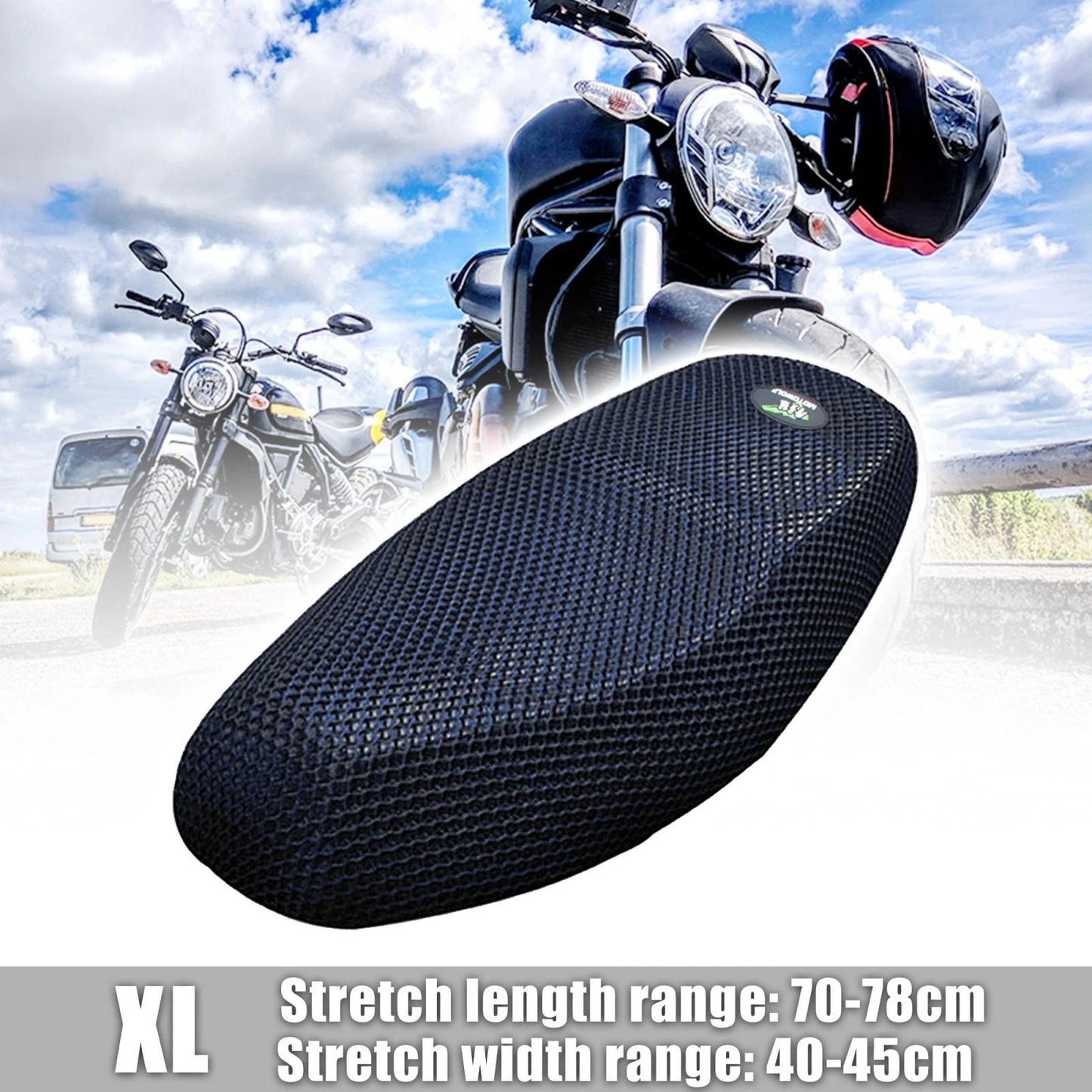 XL Seat Cover for Motorcycle Moped Breathable Mesh Net Cushion Black Blue