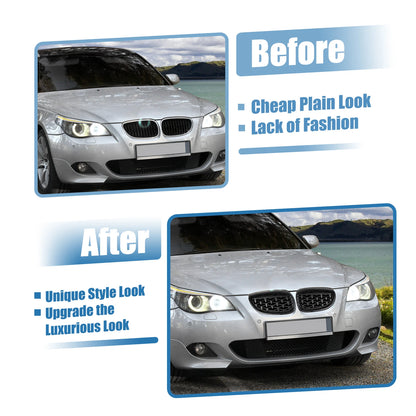 Front Hood Bumper Grille for BMW 5 Series E60 2004-2009 (2 x Black)