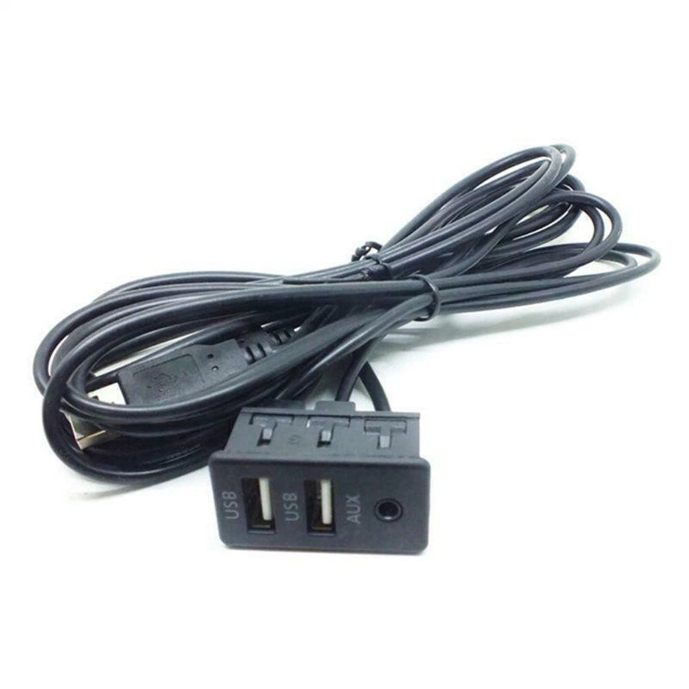 AUX Interface Dual USB Charger Panel Extension Cable Adapter for Car Dash 1.5M