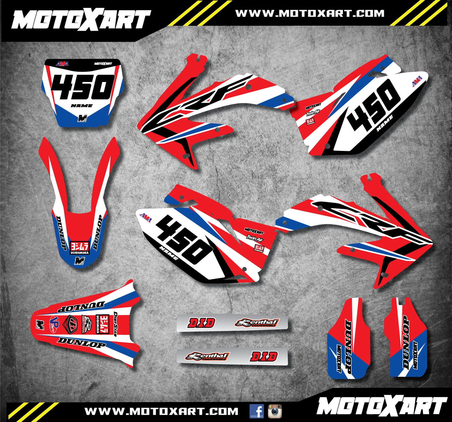 Custom Graphic Kit SLEEK Style for Honda CRF 450 (2005-2007)