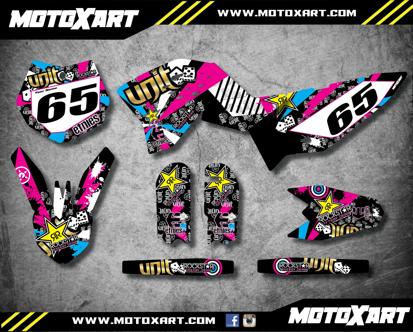 Custom Graphic Kit RUSH STYLE for KTM 65 SX (2009-2015) Stickers Decals