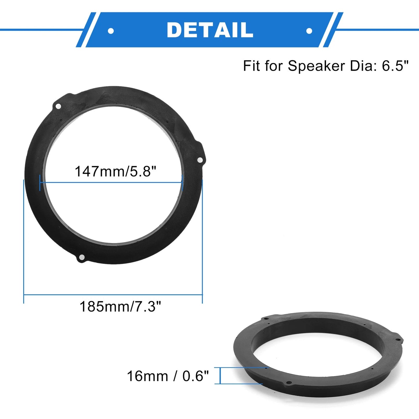 Speaker Spacer Ring Adapter for Ford Edge 6.5" Speakers (2015-2023) 2 x Pcs