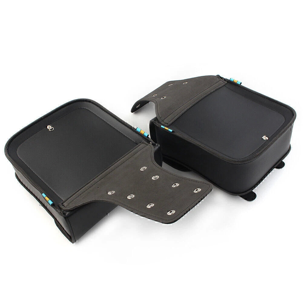 Black Motorcycle Leather Side Saddle Bags for Harley Sportster XL883/1200