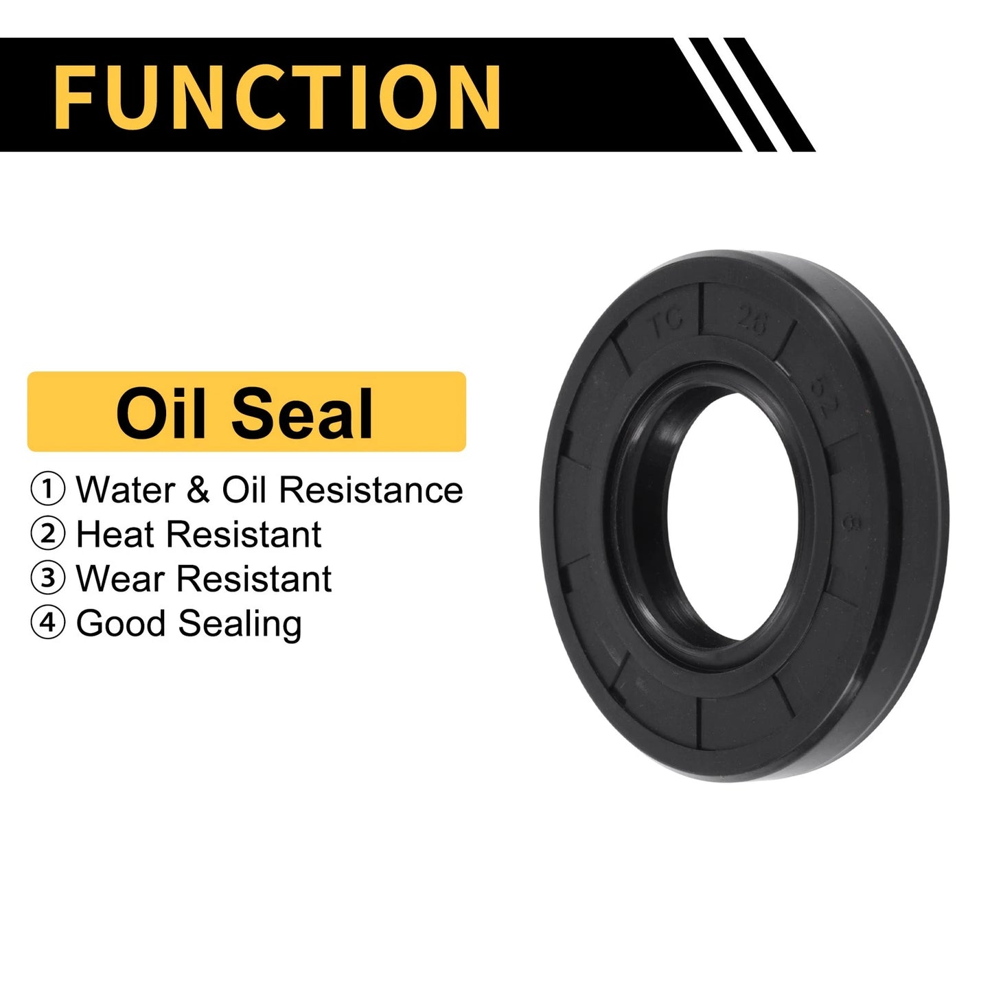 Oil Seal 26x52x8mm Black 5 Pcs