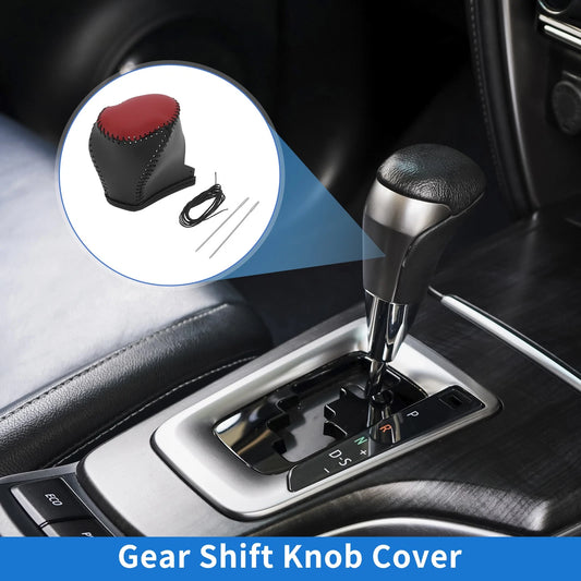 1 Set Gear Shift Knob Cover Black Red Faux Leather for Toyota CH-R (2017–2021)