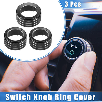 3 x Car AC Switch Knob Ring Cover Trim for Toyota 4Runner (2010-2020) Black