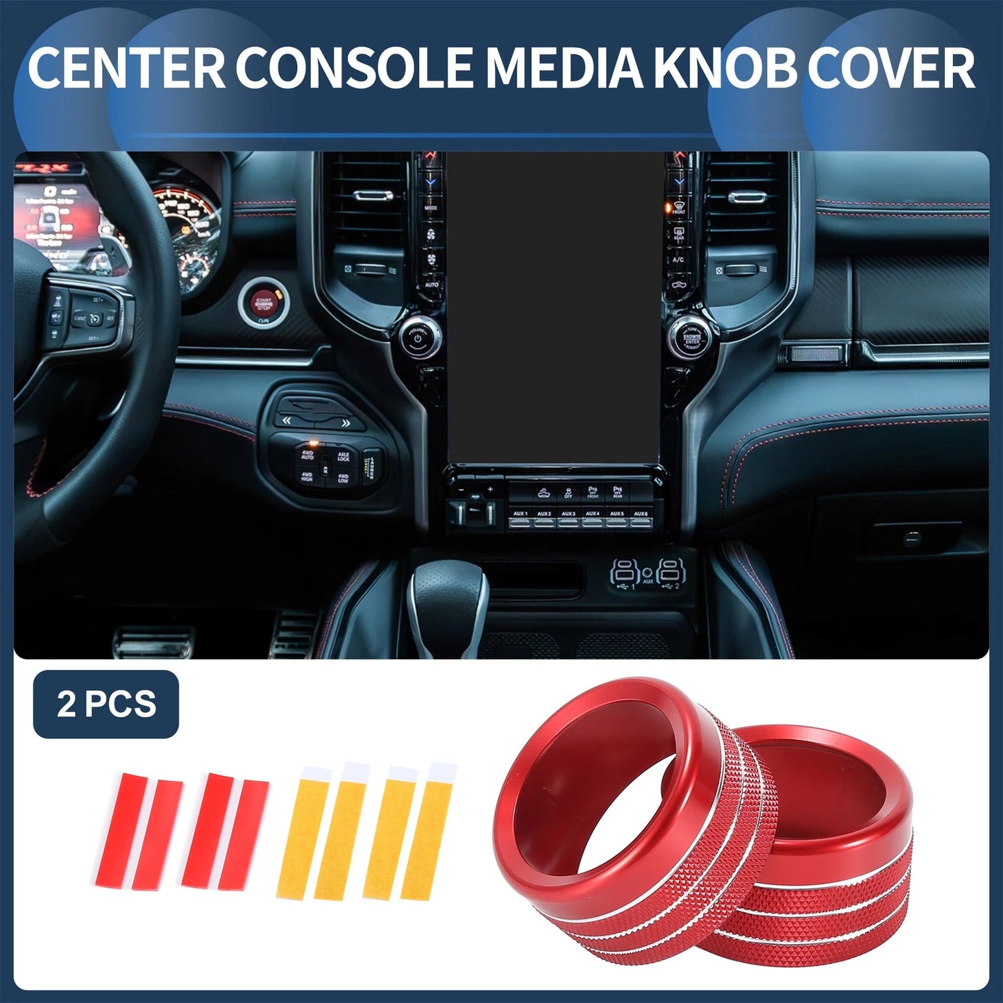Center Console Audio Media Switch Knob Cover for Dodge Ram (2019 - 2021)