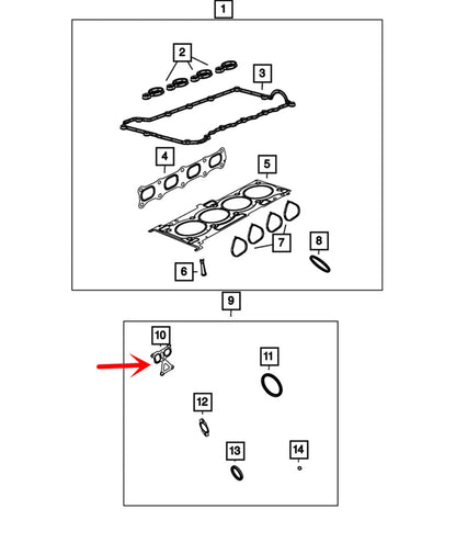 Engine Water Pump Gasket for Fiat Jeep Ram (2011-2023)