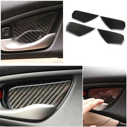 Real Carbon Fiber Interior Door Handle Bowl Cover Trim for Honda Civic (2016-2020)