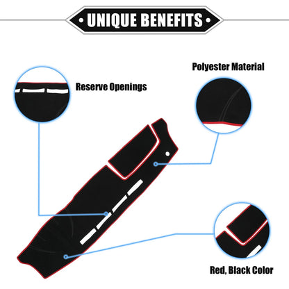 Dashboard Dash Cover Mat for Toyota Hiace Wide Edition Sun Protector Black Red