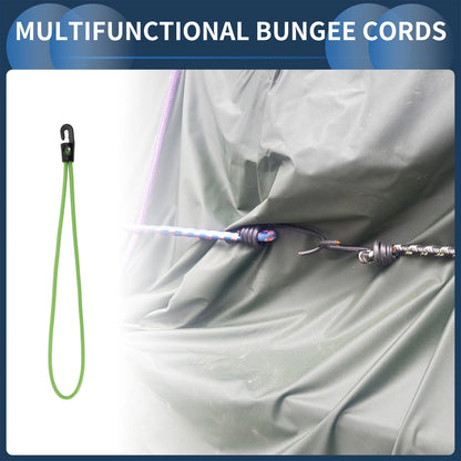 26cm Adjustable Bungee Cords with Metal Buckle - Green - 20 Pcs