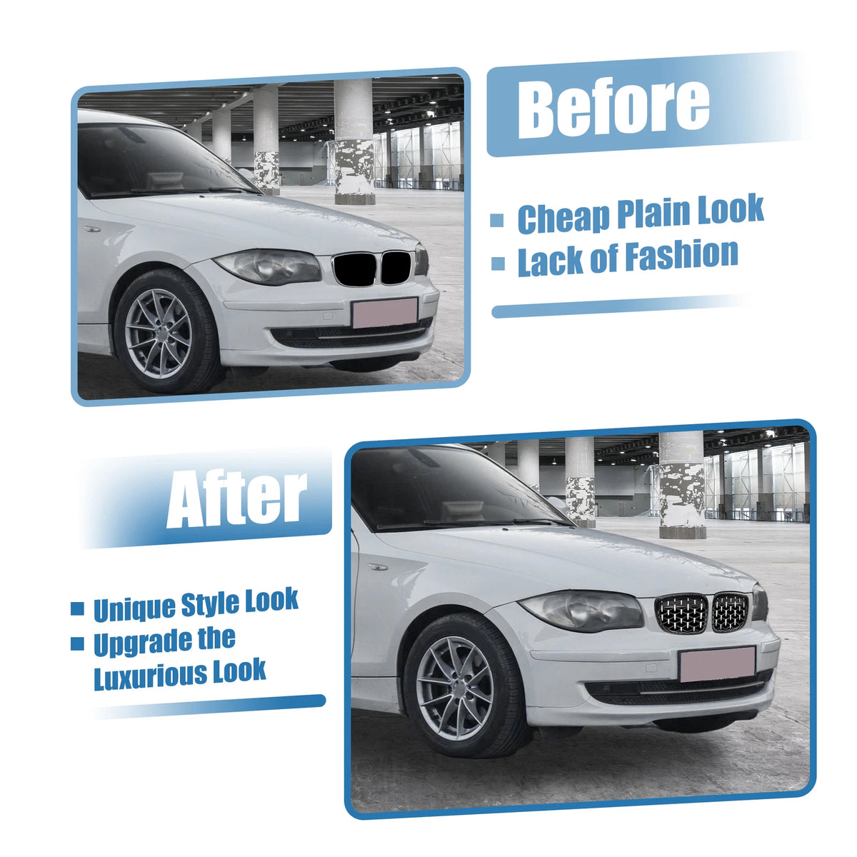 Front Hood Bumper Grille for BMW 128i 135i (2008-2013) 2 x Grills