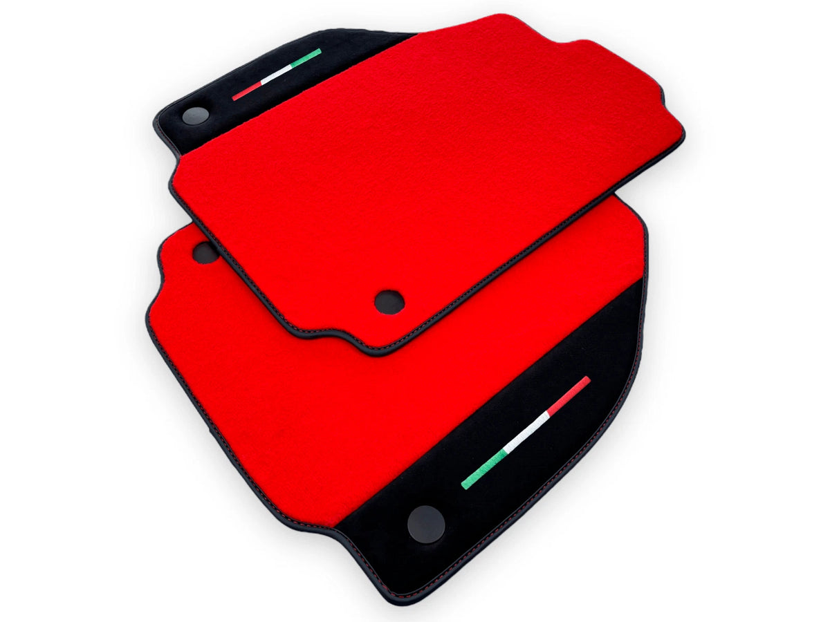 Red Floor Mats for Ferrari 488 Spider - Alcantara Leather Carpets (2015-2023)